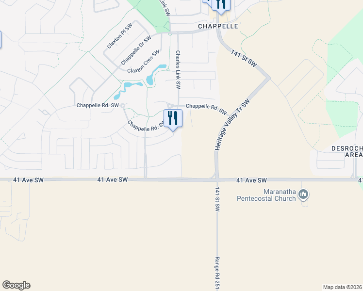 map of restaurants, bars, coffee shops, grocery stores, and more near 3704 141 Street Southwest in Edmonton