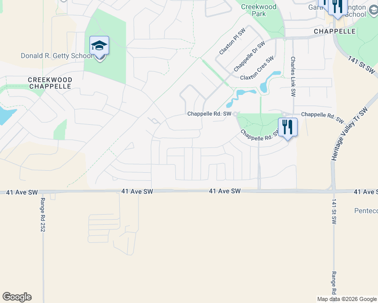 map of restaurants, bars, coffee shops, grocery stores, and more near 6658 Cardinal Road Southwest in Edmonton