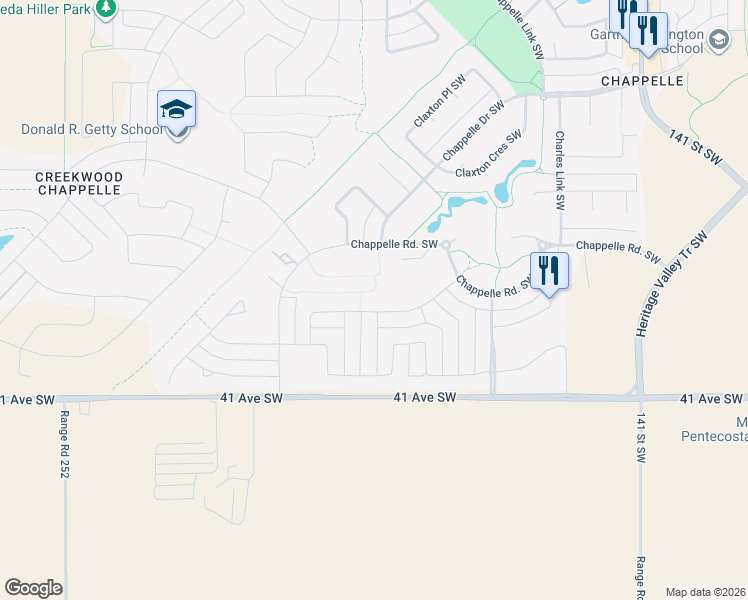 map of restaurants, bars, coffee shops, grocery stores, and more near 6658 Cardinal Road Southwest in Edmonton