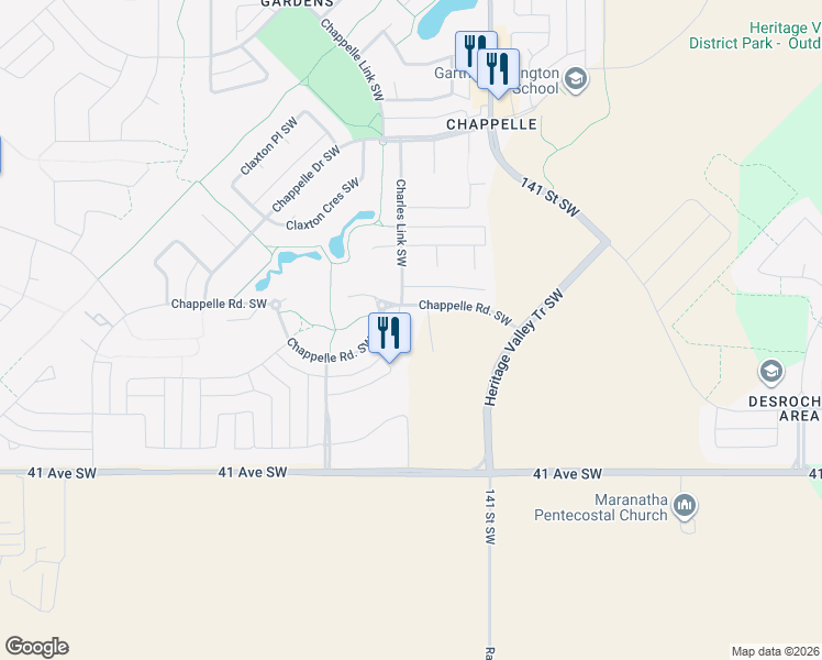 map of restaurants, bars, coffee shops, grocery stores, and more near 3704 141 Street Southwest in Edmonton