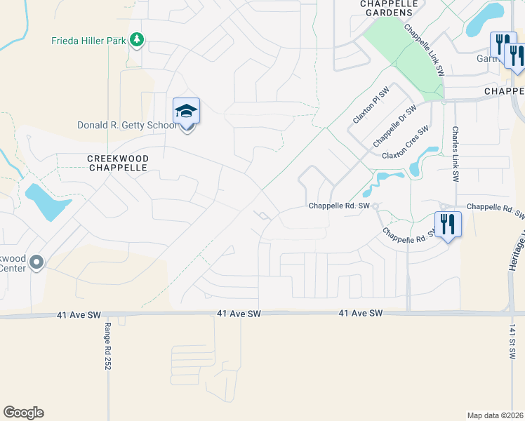 map of restaurants, bars, coffee shops, grocery stores, and more near 5370 Chappelle Road Southwest in Edmonton