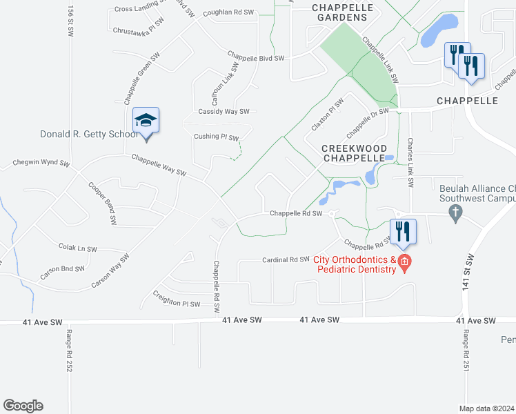 map of restaurants, bars, coffee shops, grocery stores, and more near 3962 Claxton Loop Southwest in Edmonton