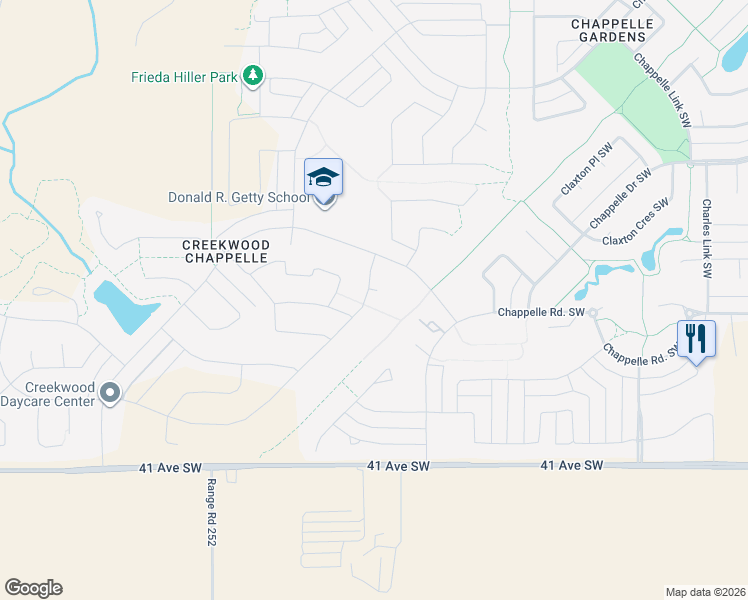 map of restaurants, bars, coffee shops, grocery stores, and more near 8733 Carson Way Southwest in Edmonton