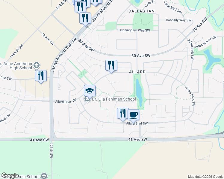 map of restaurants, bars, coffee shops, grocery stores, and more near in Edmonton