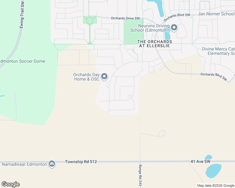 map of restaurants, bars, coffee shops, grocery stores, and more near 3304 91 Street Southwest in Edmonton