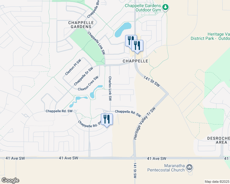 map of restaurants, bars, coffee shops, grocery stores, and more near 4209 Charles Close Southwest in Edmonton