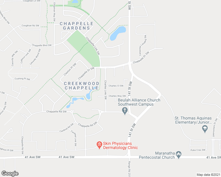 map of restaurants, bars, coffee shops, grocery stores, and more near 4209 Charles Close Southwest in Edmonton