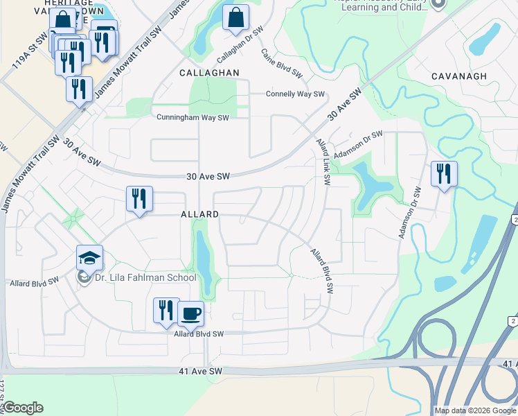 map of restaurants, bars, coffee shops, grocery stores, and more near in Edmonton