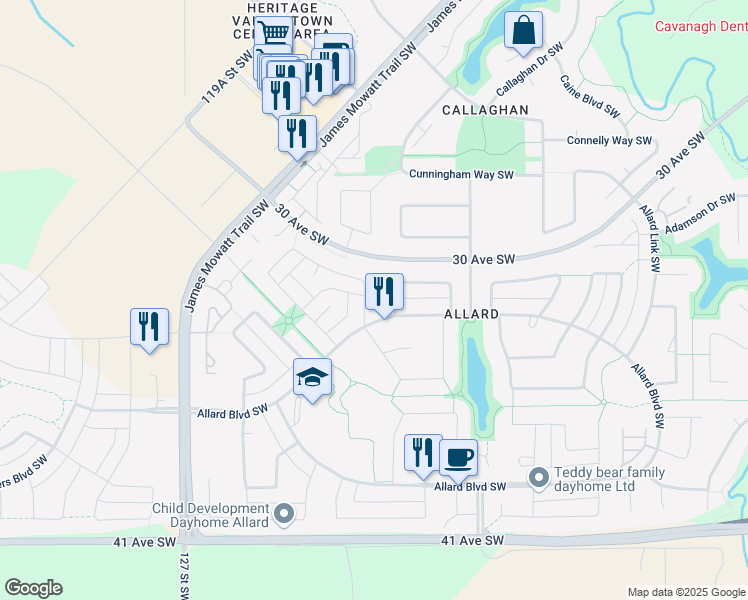 map of restaurants, bars, coffee shops, grocery stores, and more near in Edmonton