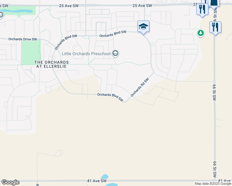 map of restaurants, bars, coffee shops, grocery stores, and more near 3111 91 Street Southwest in Edmonton