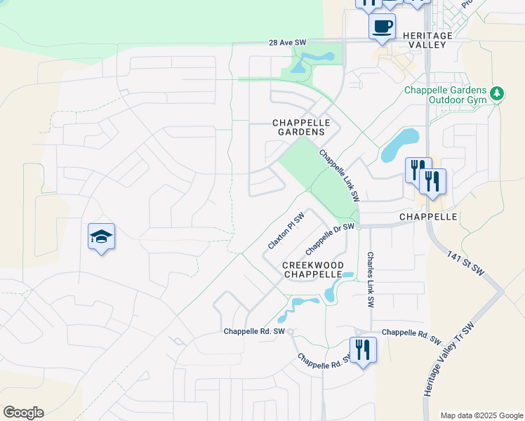 map of restaurants, bars, coffee shops, grocery stores, and more near 2044 Chalmers Way Southwest in Edmonton