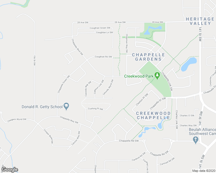 map of restaurants, bars, coffee shops, grocery stores, and more near 2126 Cassidy Wynd Southwest in Edmonton