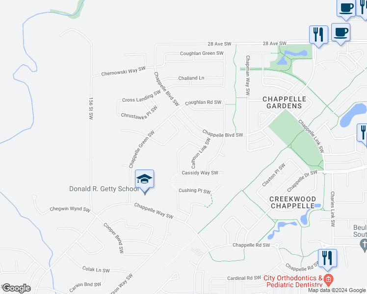 map of restaurants, bars, coffee shops, grocery stores, and more near 2341 Cassidy Way Southwest in Edmonton