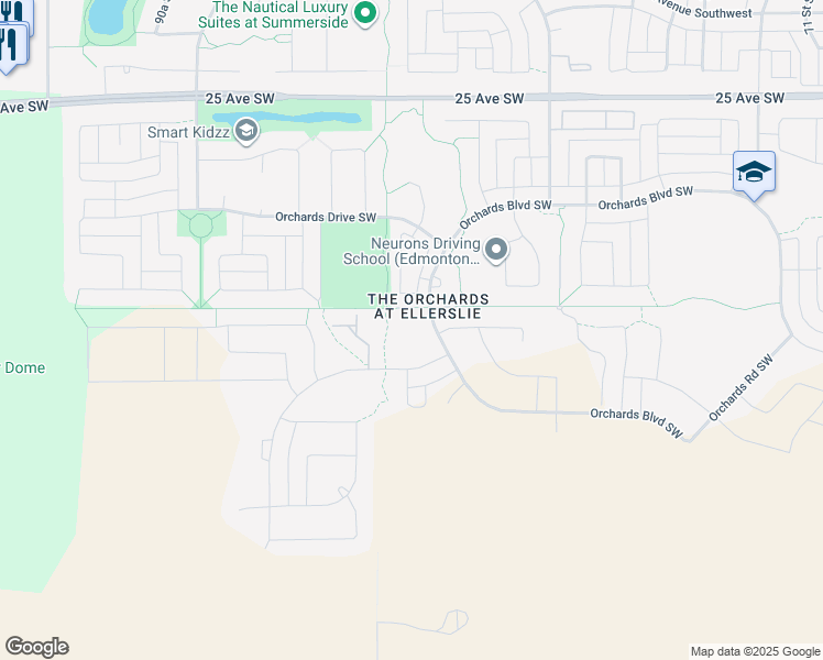 map of restaurants, bars, coffee shops, grocery stores, and more near 8022 Orchards Green Southwest in Edmonton