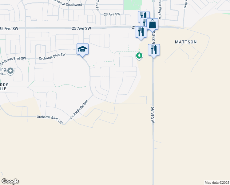 map of restaurants, bars, coffee shops, grocery stores, and more near 325 Orchards Boulevard in Edmonton