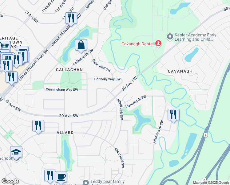 map of restaurants, bars, coffee shops, grocery stores, and more near 1006 Connelly Way Southwest in Edmonton