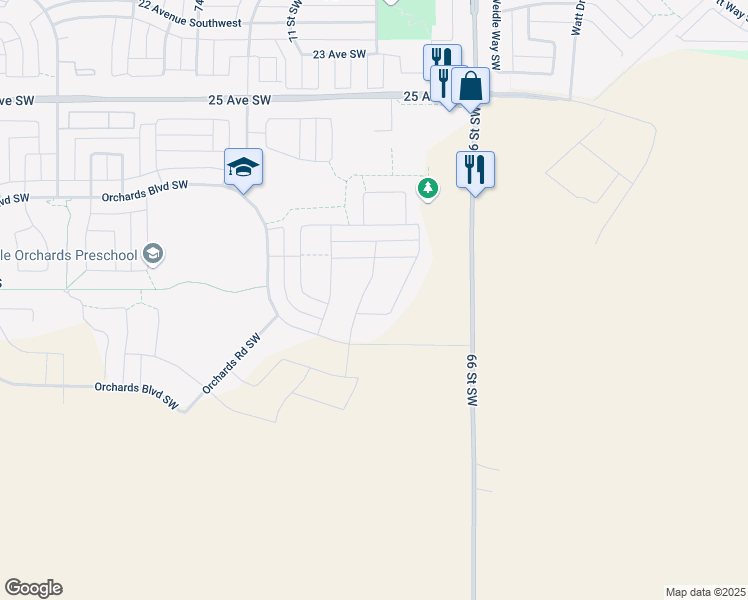 map of restaurants, bars, coffee shops, grocery stores, and more near 2504 66 Street Southwest in Edmonton