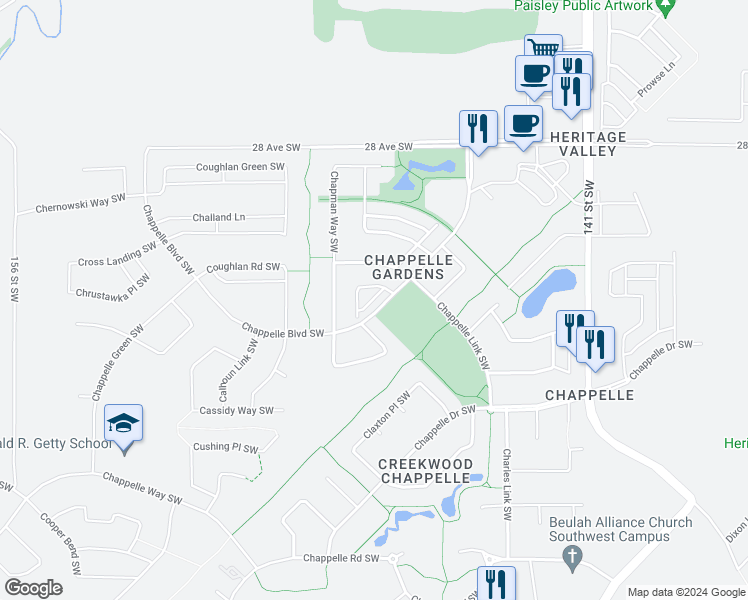 map of restaurants, bars, coffee shops, grocery stores, and more near in Edmonton