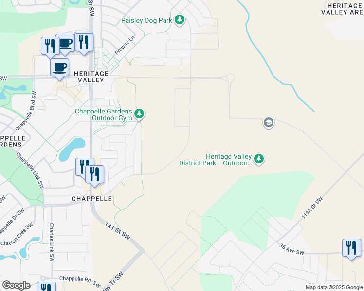 map of restaurants, bars, coffee shops, grocery stores, and more near 3039 Carpenter Landing Southwest in Edmonton
