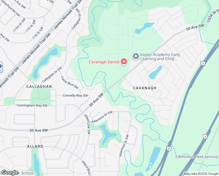 map of restaurants, bars, coffee shops, grocery stores, and more near 16644 30 Avenue Southwest in Edmonton