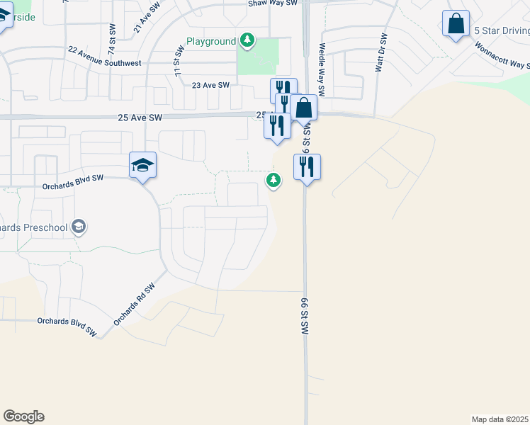 map of restaurants, bars, coffee shops, grocery stores, and more near 2738 66 Street Southwest in Edmonton