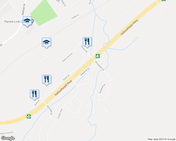 map of restaurants, bars, coffee shops, grocery stores, and more near 463 Makenny Street in Hinton