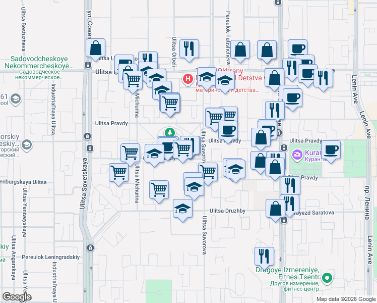 map of restaurants, bars, coffee shops, grocery stores, and more near in Magnitogorsk