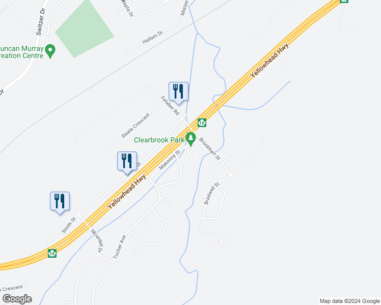 map of restaurants, bars, coffee shops, grocery stores, and more near 146 Brookhart Street in Hinton