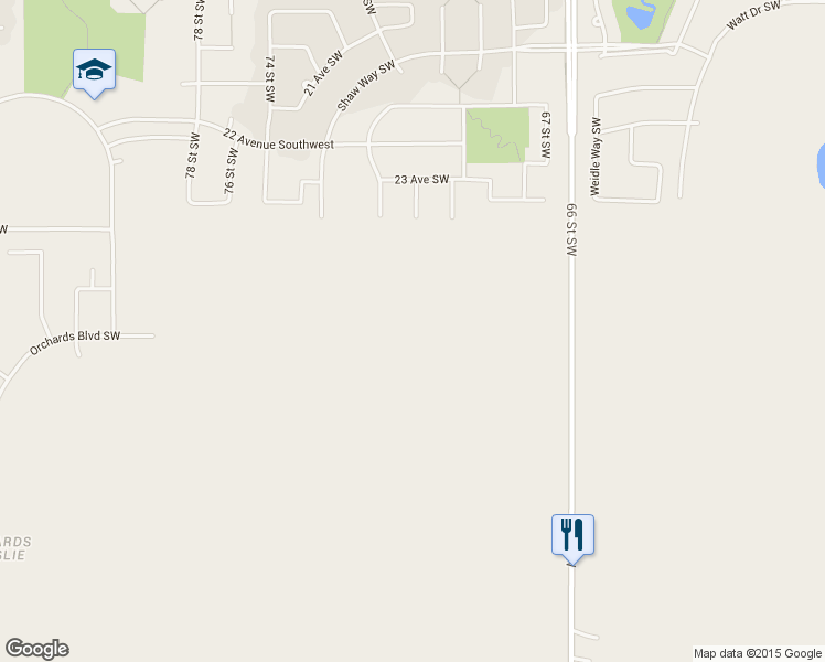 map of restaurants, bars, coffee shops, grocery stores, and more near 2504 66 Street Southwest in Edmonton