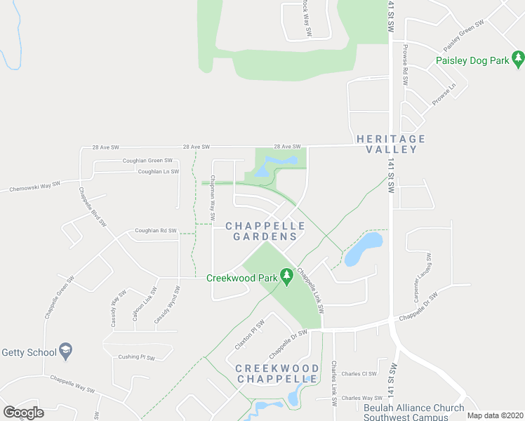 map of restaurants, bars, coffee shops, grocery stores, and more near 1648 Chapman Way Southwest in Edmonton