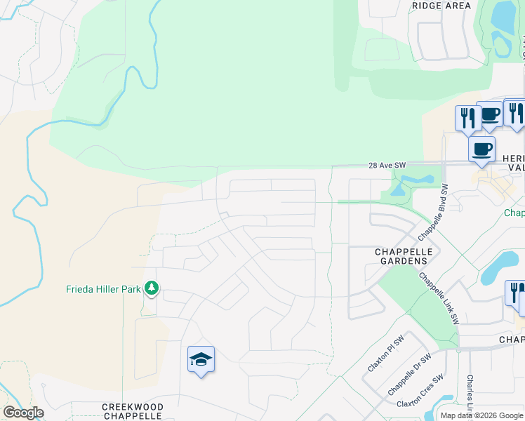 map of restaurants, bars, coffee shops, grocery stores, and more near 3065 Coughlan Lane SW in Edmonton