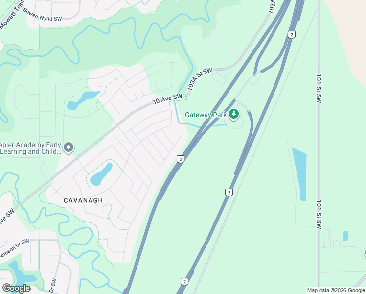 map of restaurants, bars, coffee shops, grocery stores, and more near 2614 Casey Way Southwest in Edmonton