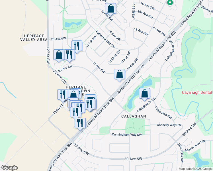 map of restaurants, bars, coffee shops, grocery stores, and more near in Edmonton