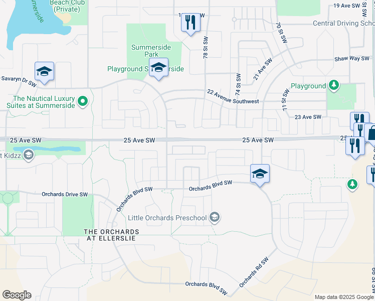 map of restaurants, bars, coffee shops, grocery stores, and more near 4008 Savaryn Drive Southwest in Edmonton