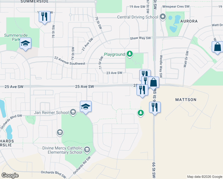 map of restaurants, bars, coffee shops, grocery stores, and more near in Edmonton