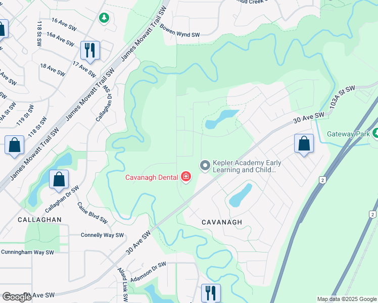 map of restaurants, bars, coffee shops, grocery stores, and more near 1427 Cherniak Way Southwest in Edmonton