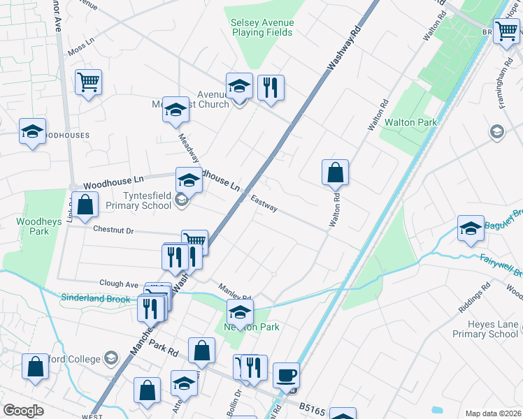 map of restaurants, bars, coffee shops, grocery stores, and more near in Sale