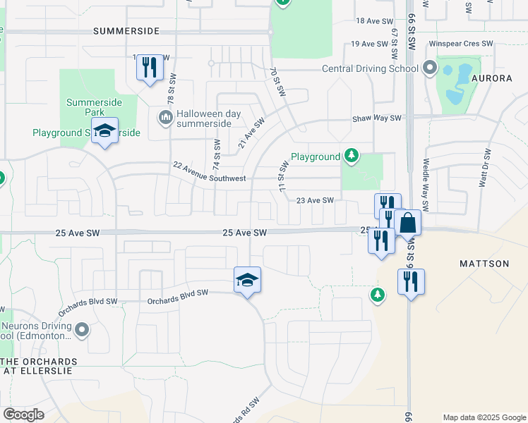 map of restaurants, bars, coffee shops, grocery stores, and more near in Edmonton