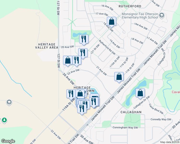 map of restaurants, bars, coffee shops, grocery stores, and more near 310 22 Avenue Southwest in Edmonton