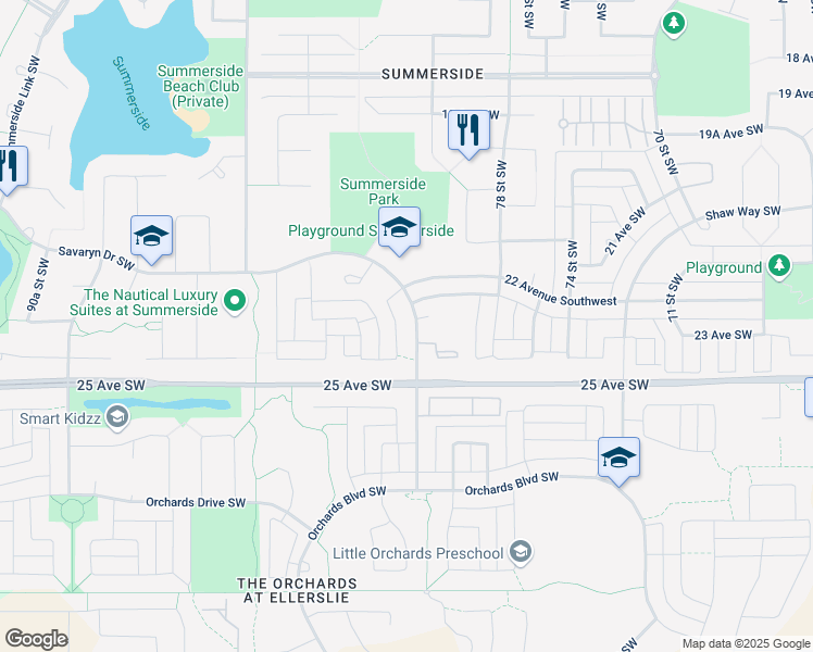 map of restaurants, bars, coffee shops, grocery stores, and more near 2209 82 Street Southwest in Edmonton