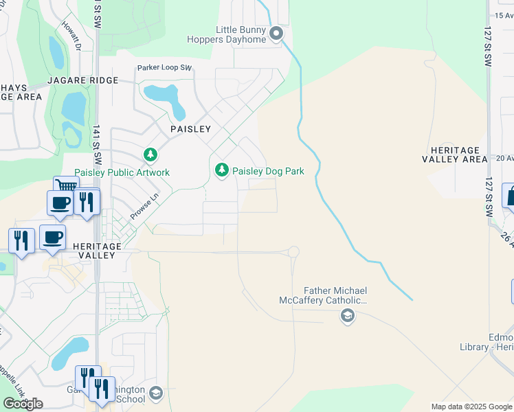 map of restaurants, bars, coffee shops, grocery stores, and more near in Edmonton