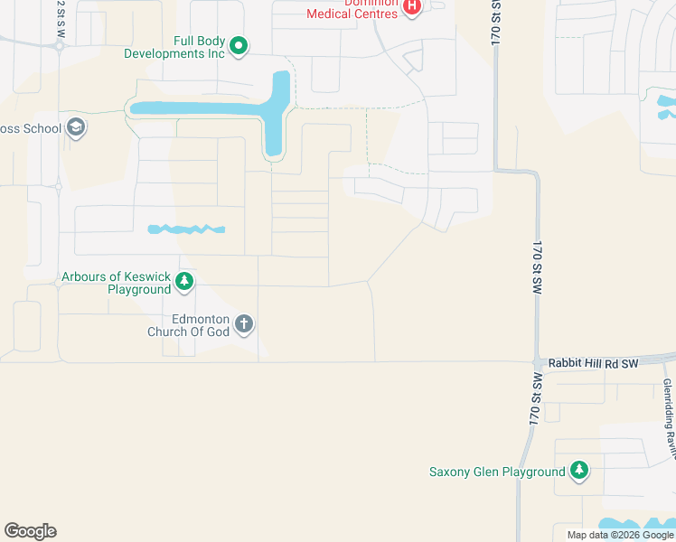 map of restaurants, bars, coffee shops, grocery stores, and more near 1704 170 Street Southwest in Edmonton