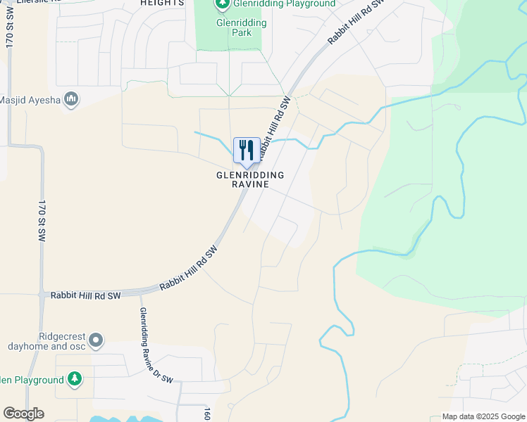 map of restaurants, bars, coffee shops, grocery stores, and more near 2108 159 Street Southwest in Edmonton
