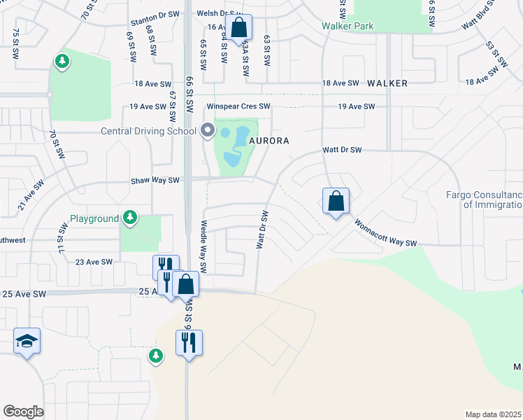 map of restaurants, bars, coffee shops, grocery stores, and more near 3708 Weidle Crescent Southwest in Edmonton