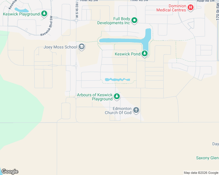 map of restaurants, bars, coffee shops, grocery stores, and more near King Wynd Southwest in Edmonton