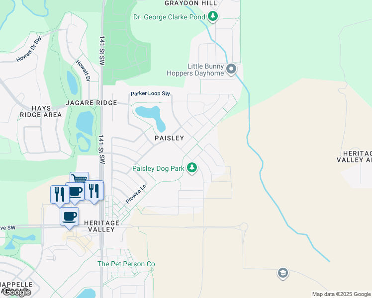 map of restaurants, bars, coffee shops, grocery stores, and more near in Edmonton