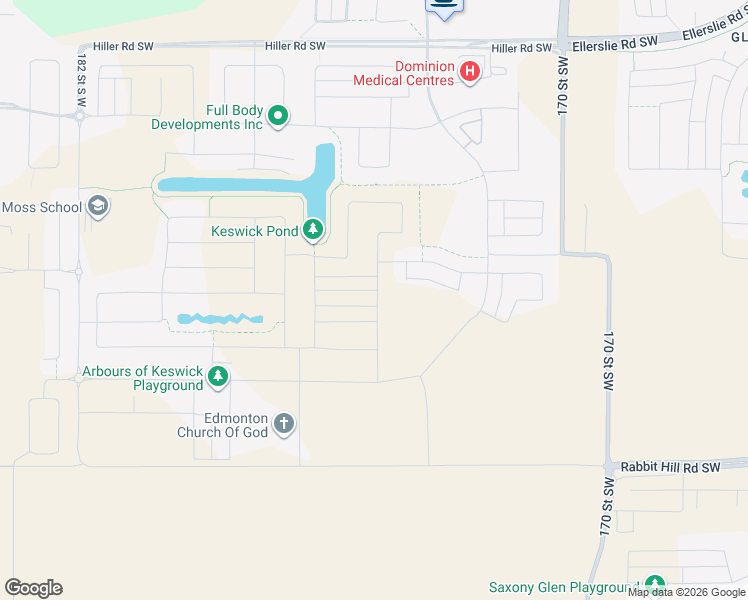 map of restaurants, bars, coffee shops, grocery stores, and more near 4416 Kinsella Green Southwest in Edmonton