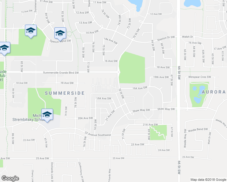 map of restaurants, bars, coffee shops, grocery stores, and more near 1804 70 Street Southwest in Edmonton