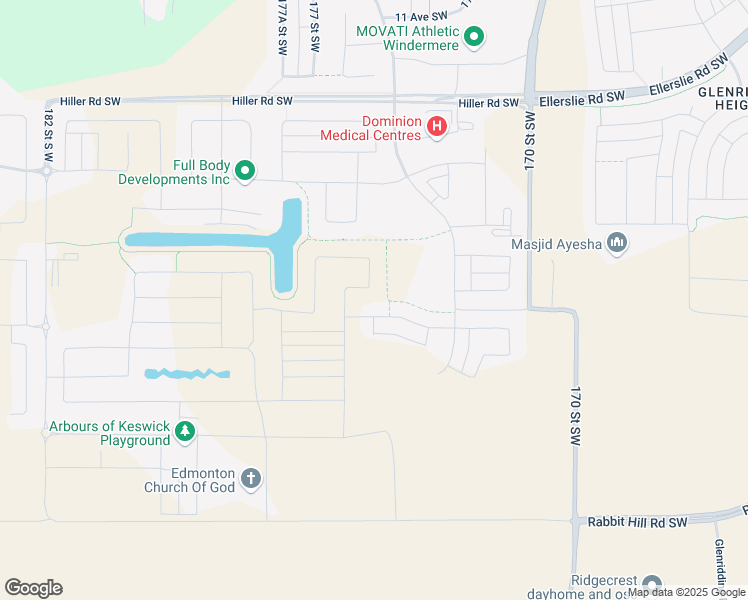 map of restaurants, bars, coffee shops, grocery stores, and more near 4428 Kinsella Green Southwest in Edmonton