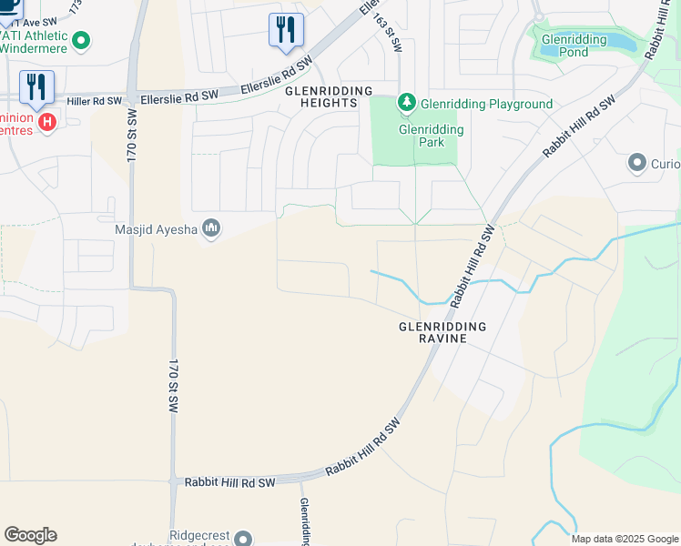 map of restaurants, bars, coffee shops, grocery stores, and more near 16355 18 Avenue Southwest in Edmonton